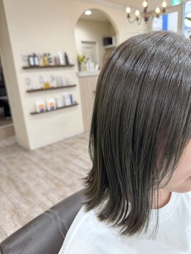 ラボヌールヘアーノーブル 新越谷店(La Bonheur hair noble) 外ハネニュアンスボブ/オリーブベージュ/極上髪質改善