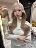 韓国ヘア/前髪あり/くびれヘア/ケアブリーチ/ホワイトベージュ