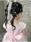 お子様ヘアお呼ばれヘアセットツイン編み下ろし岡山南中央町