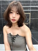 韓国ヘアーハッシュカットレイヤーカットグレージュブリーチ無し