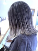 コントラストバレイヤージュ×グレージュ×ブリーチ2回