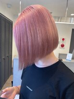 ハイトーンボブミルクティーベージュピンクベージュダブルカラー