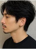 メンズ おしゃれな大人のニュアンスパーマ 黒髪スタイル