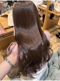 ブリーチなしカラーピンクブラウンツヤ髪スタイルMI-78