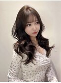 韓国ブラウンベージュカラー顔周り前髪カット髪質改善