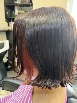櫛の屋浜口店 切りっぱなしボブ×春色ツヤpinkカラー《ラムネhair ヒサマツ》