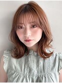 ショコラベージュ ボブルフ  ベビーバング カール くびれヘア