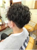 スパイラルパーマ/マッシュショート/メンズカット/刈上げ/抜け感