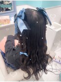 三つ編みハーフツイン　ライブヘアセット　量産ヘアメ