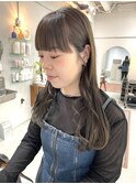 *艶髪*オリーブベージュカラーの透け感と艶のあるロングヘア