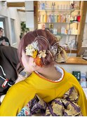 成人式ヘアアレンジツインお団子