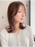 小顔 似合わせカット メルティーカラー ウェーブミディアム