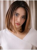 切りっぱなし艶感ストレート美髪かきあげボブディY上尾20代30代