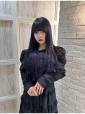 シールエクステを使ったハイライト入りロングレイヤー