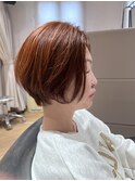 ブリーチなしのオレンジカラー × ショートボブ　archive垂水