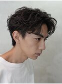 原宿シャドウパーマスパイラルパーマメンズカットセンターパート