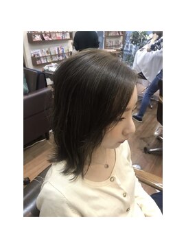 ヘアーアンドネイル ピーファイブ(hair&nail P five) ぱっつん×外ハネ×カーキグレージュ