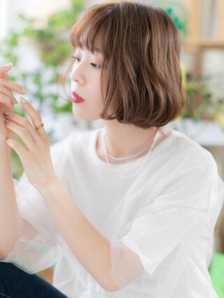 大人かわいい内巻きワンカールくせ毛風ボブa志木20代30代40代