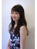 小顔大人可愛モテ髪薄めバングふんわりカールロングレイヤー