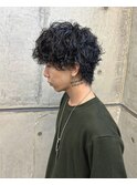 スパイラルマッシュウルフ/波巻きパーマ