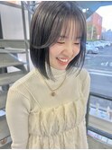 大人美人結べるボブショコラアッシュ前髪小顔カットモテ髪