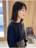 "久保田"切りっぱなしロブボブ顔まわりレイヤーカットシースルー