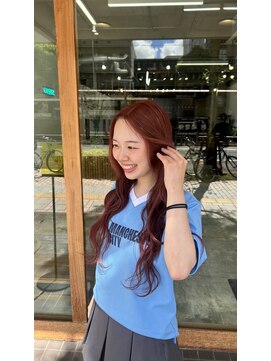 カシェル(cashel kishaba) ブリーチなしダブルカラーでチェリーレッド