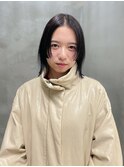 切りっぱなしボブ　姫カット　前髪長め　伸ばしかけ　前髪なし