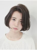 【owls】大人可愛いかきあげバング透け感カラー内巻き重めボブ