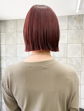 トゥコ(tuco) 切りっぱなしボブ暖色ピンクカラーピンクブラウン