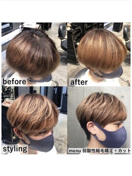 エノア 銀座(ENORE) メンズ縮毛矯正でくせ毛改善！自然なストレートマッシュスタイル