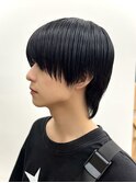 韓国風メンズシースルーマッシュセンターパートウルフカットYUKI
