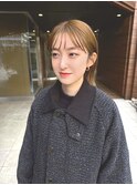 切りっぱなしボブベージュカラー