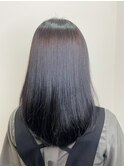ブルーグレージュ×セミロング