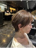 裾スッキリショート&細かめハイライト
