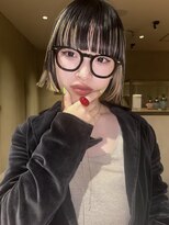 ロウROW)&nbsp;ポイントブリーチカラー ボブ ハイライト セクションブリーチ
