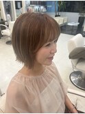 シアーベージュ×ハイライト×ボブ