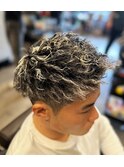 メッシュハイライトスパイラルパーマツイストパーマツーブロック
