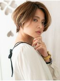 □細めハイライトかきあげ小顔ショートマッシュ416上尾20代30代