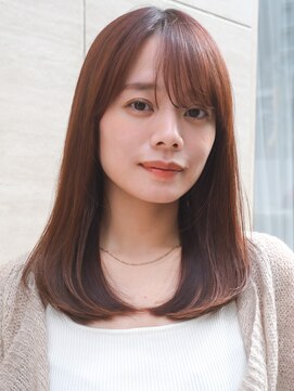 ガーデン 銀座(GARDEN) 小顔ストレートレイヤー/シースルーバング/暗めカラー/ベージュ