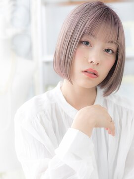 カバーヘア 上尾西口店(COVER HAIR) 小顔ミルクティーピンク切りっぱなしボブディA1上尾10代20代!