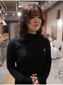 【レイヤーパーマ/渥美怜子】ミディアムヘア/ウェーブ