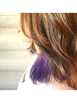 クレエ ヘアー デザイン(creer hair design) マロンブラウン×ブルーバイオレットインナーカラー韓国巻き20代