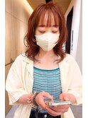 前髪カット顔まわり似合わせ外ハネくびれレイヤーミディ