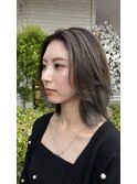 外はねボブバレイヤージュ×グレージュ