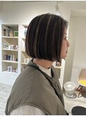 【CROP】ハイライト×白髪ぼかし×ボブ