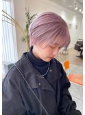 ホワイトラベンダー×ショートボブ