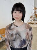ぷつっとボブチャコールグレー地毛風カラーぱつっとボブボブ