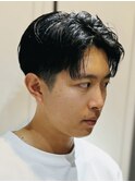【センターパート×メンズショート】