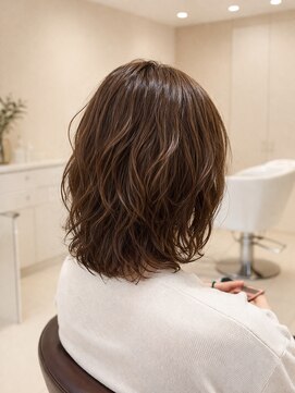 クオリス 上福岡店(QUALIS) ゆるふわウェーブパーマ+ベージュ＊大人可愛いミディアムボブ